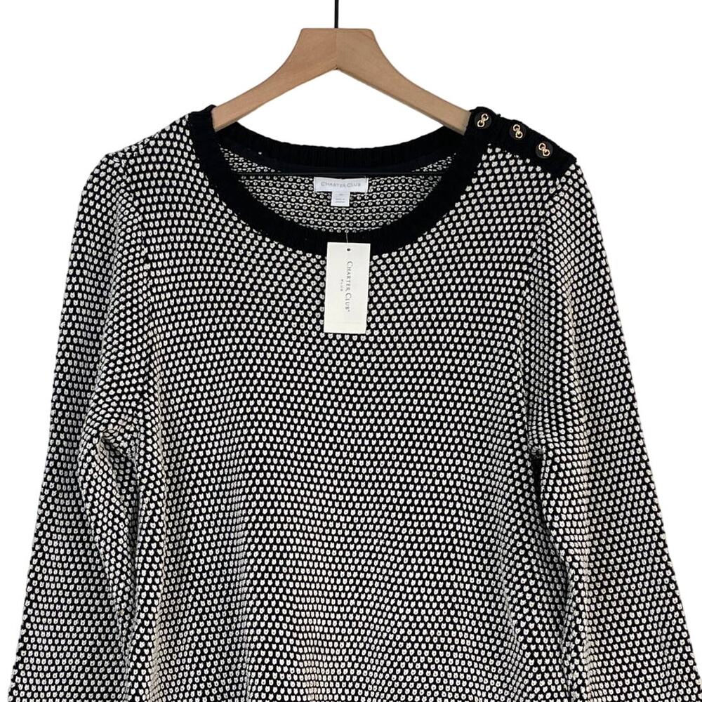 Charter Club Women's Plus Size Button-Trim Contrast-Accent‎ Sweater Size 1X NWT - Picture 4 of 9